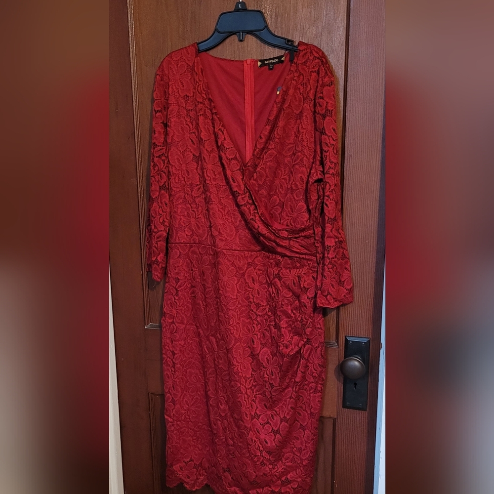 Womens 3/4 Sleeve Formal lace wrap style Dress Size Xl